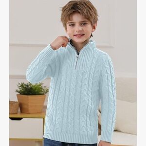 Kids Light Blue Cable Knit Sweater